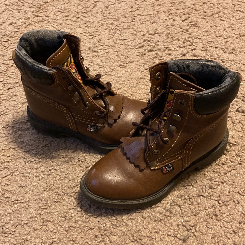 Kids Justin Brown Leather Boots